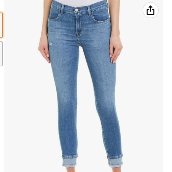 J Brand Alana High Rise Crop Skinny Jean in Sawyer Destruct - Picture 1 of 10